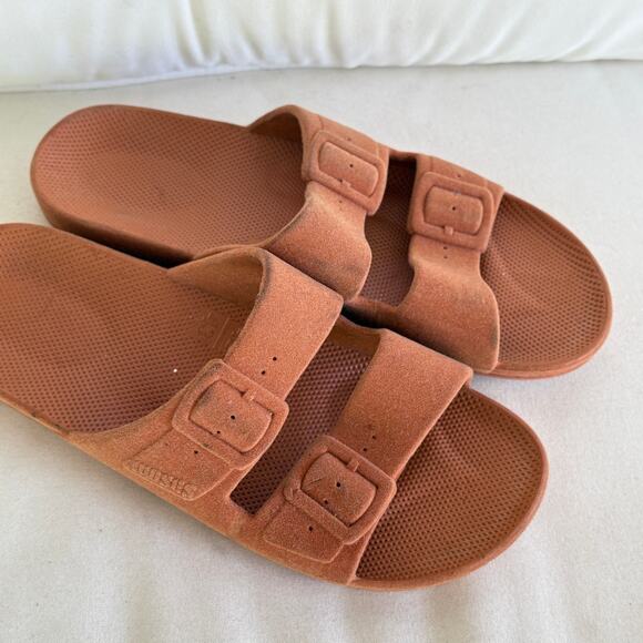 Freedom Moses Sandals 42 43 12 Tan Velveteen Rust Boho Comfort Western Travel - Picture 7 of 7